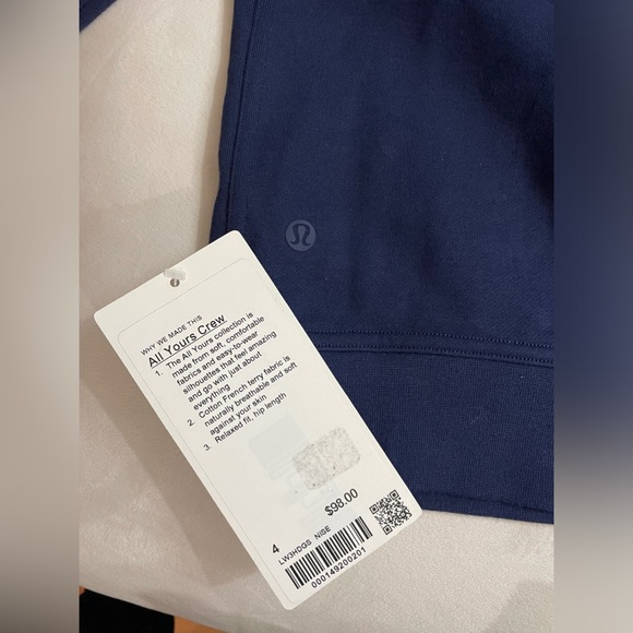 NWT Lululemon All Yours Crew Night Sea Blue Size 4 - Picture 5 of 5